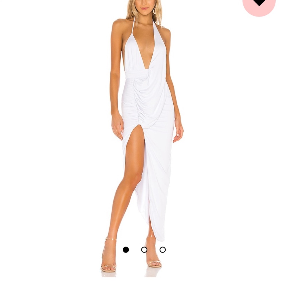 Revolve Mia Drape Slit Dress in White